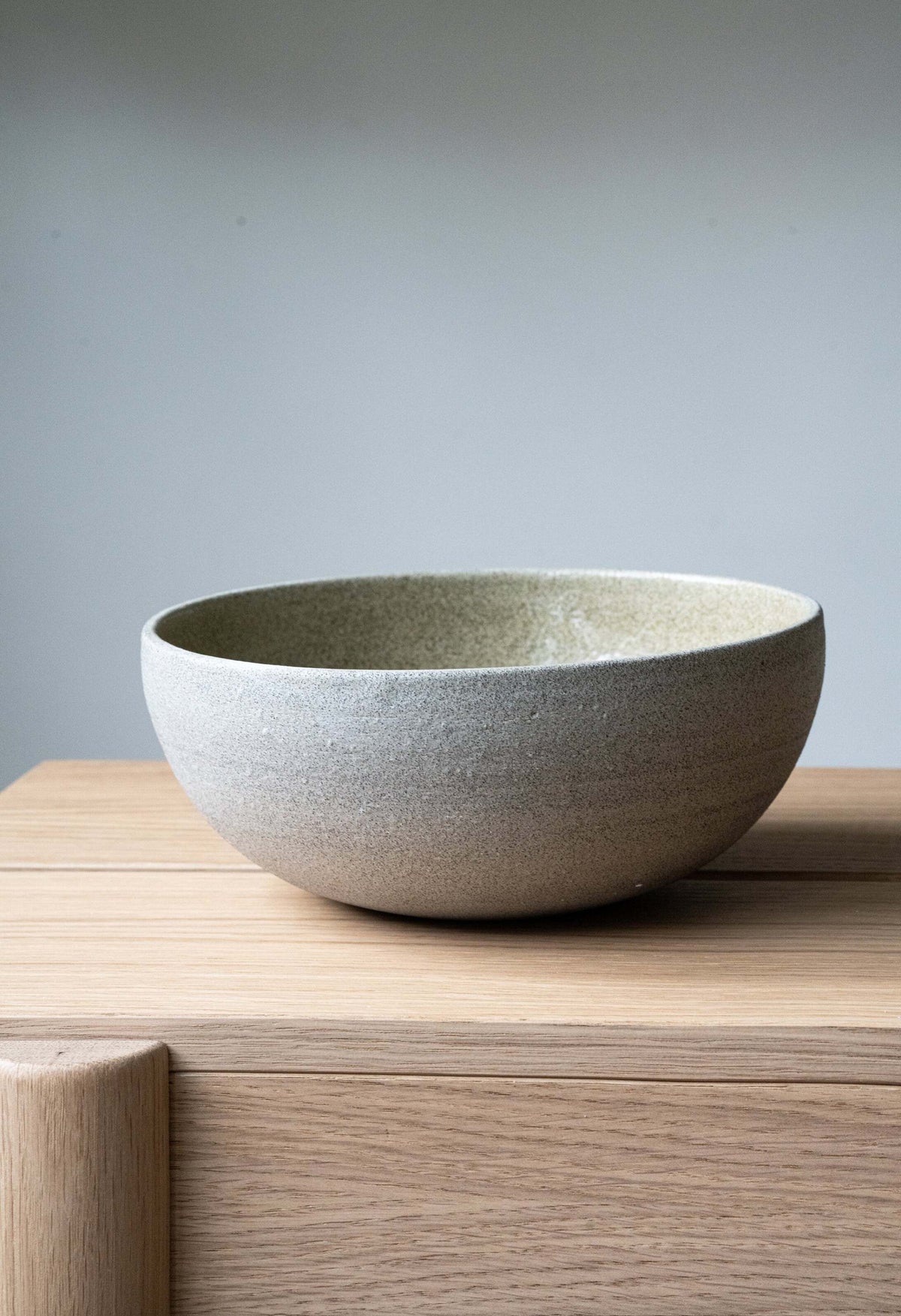 Stoneware nesting bowl set "Concrete" with rustic stone-like texture and glossy glaze, handmade in Ukraine