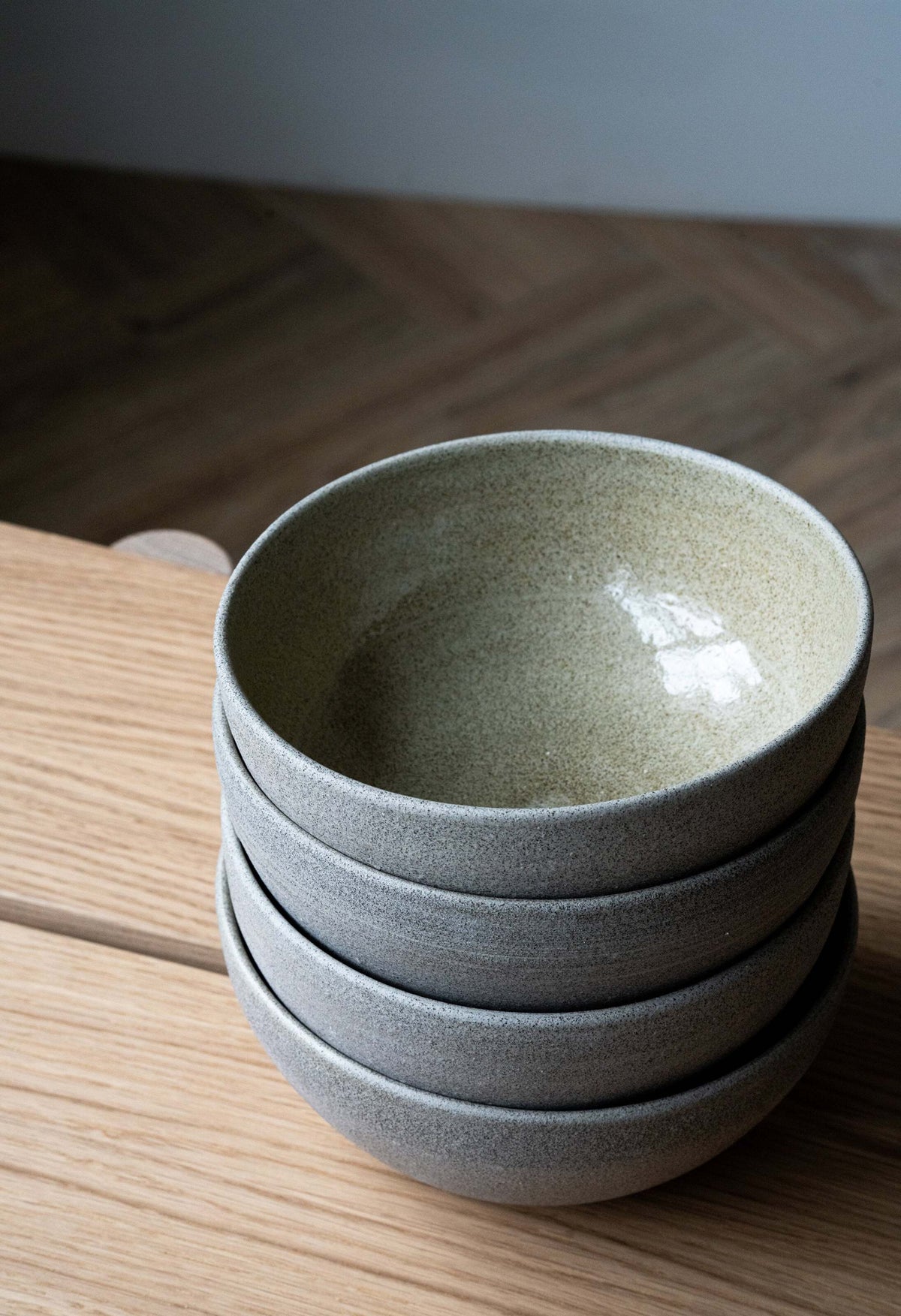 Stoneware Everyday Bowl Concrete with rough exterior and glossy interior, handmade in Ukraine