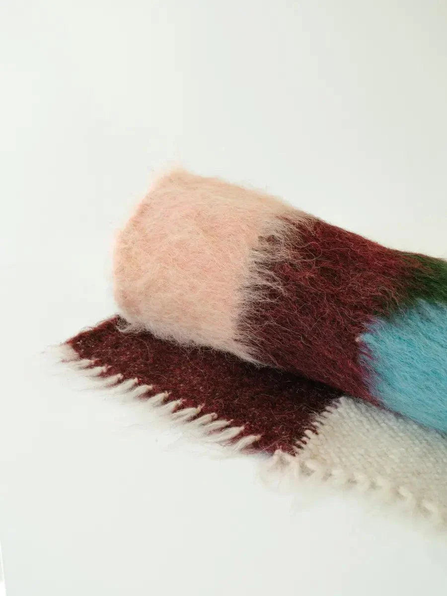 Multicolored handwoven wool Lizhnyk with brushed texture and large floral motif on cotton base