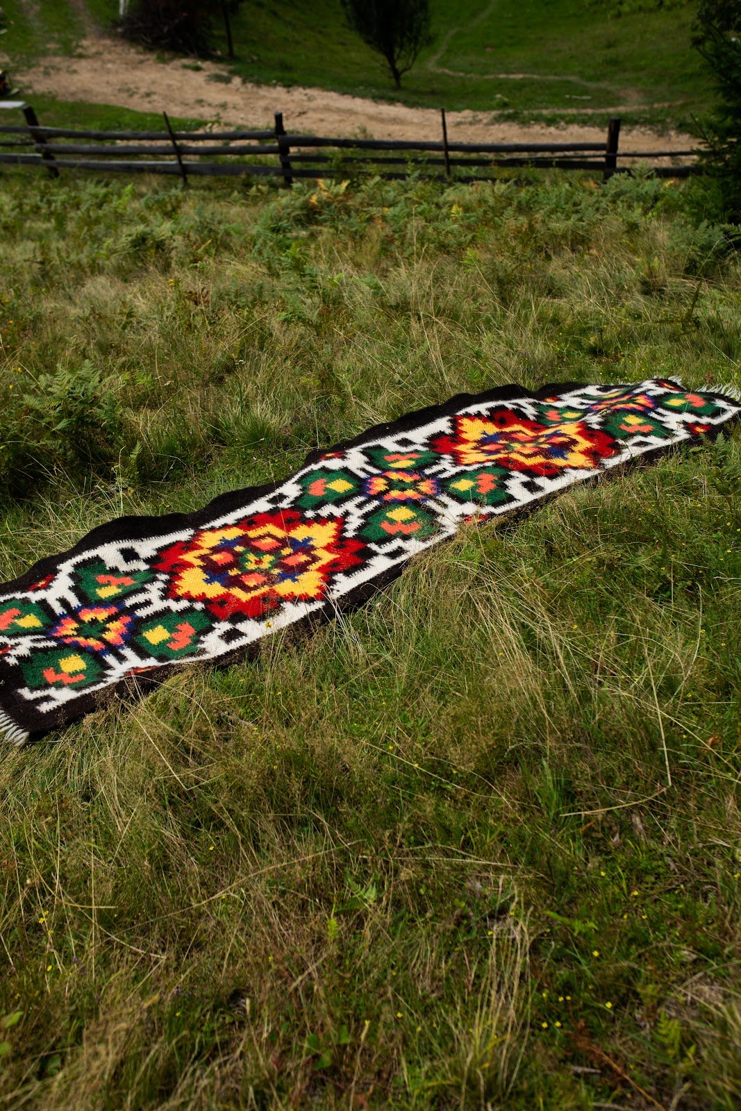 Handwoven wool runner with traditional Carpathian pattern, 100% sheep wool, handcrafted in Ukraine