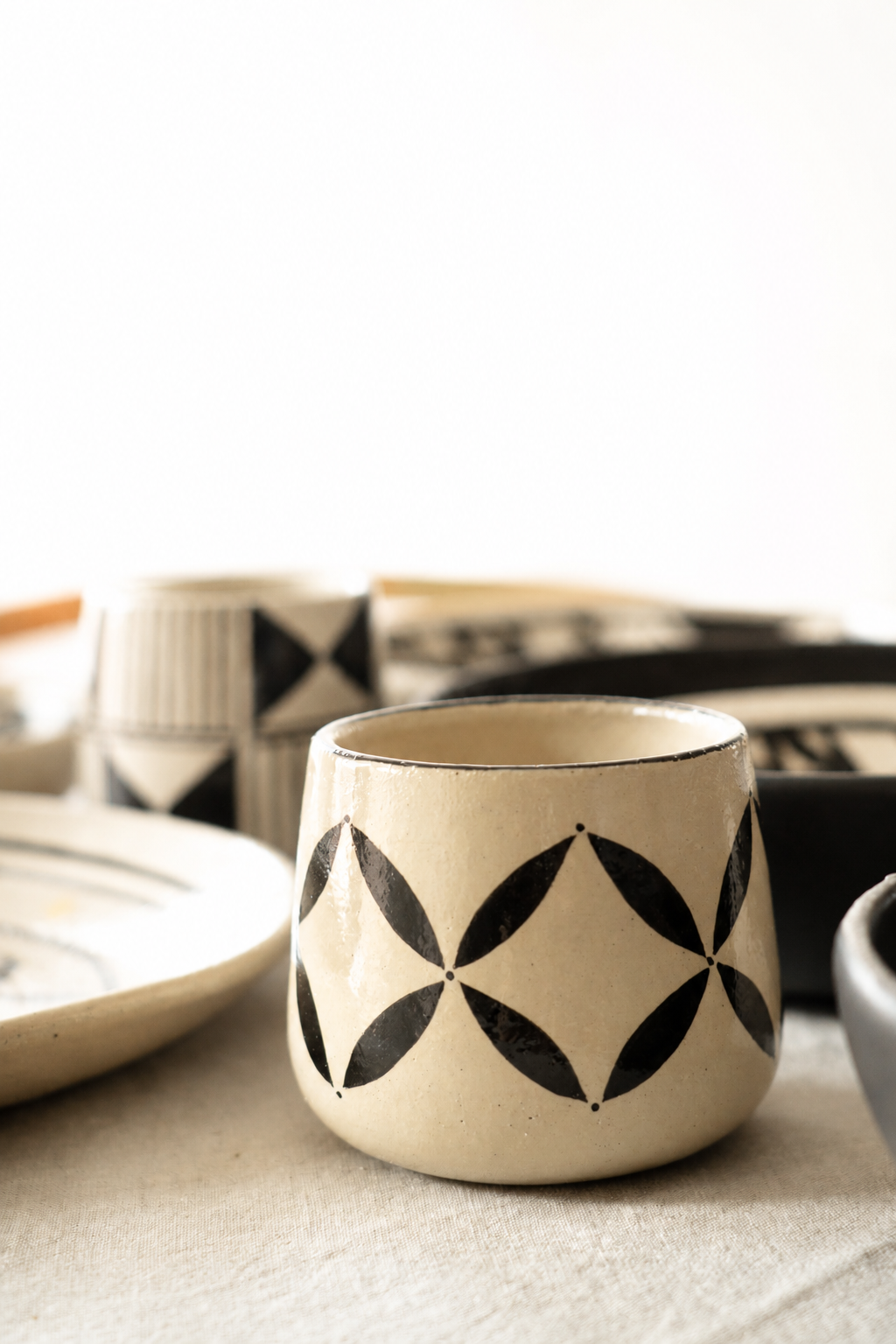 Hand painted coffee mug with Hutsul heritage patterns and glossy glaze