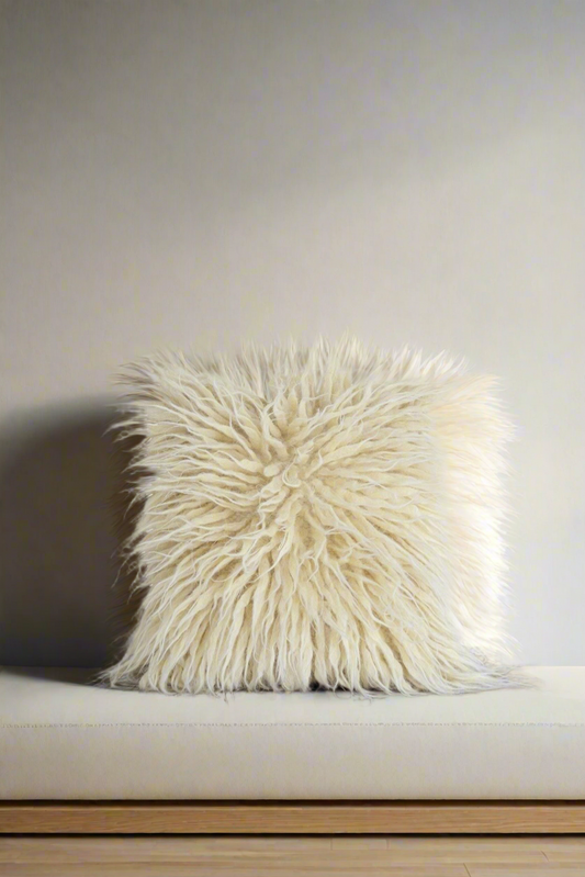 Handwoven wool pillow Stones with chunky yarn and oversized pattern, 18x18 inches, made in Ukraine