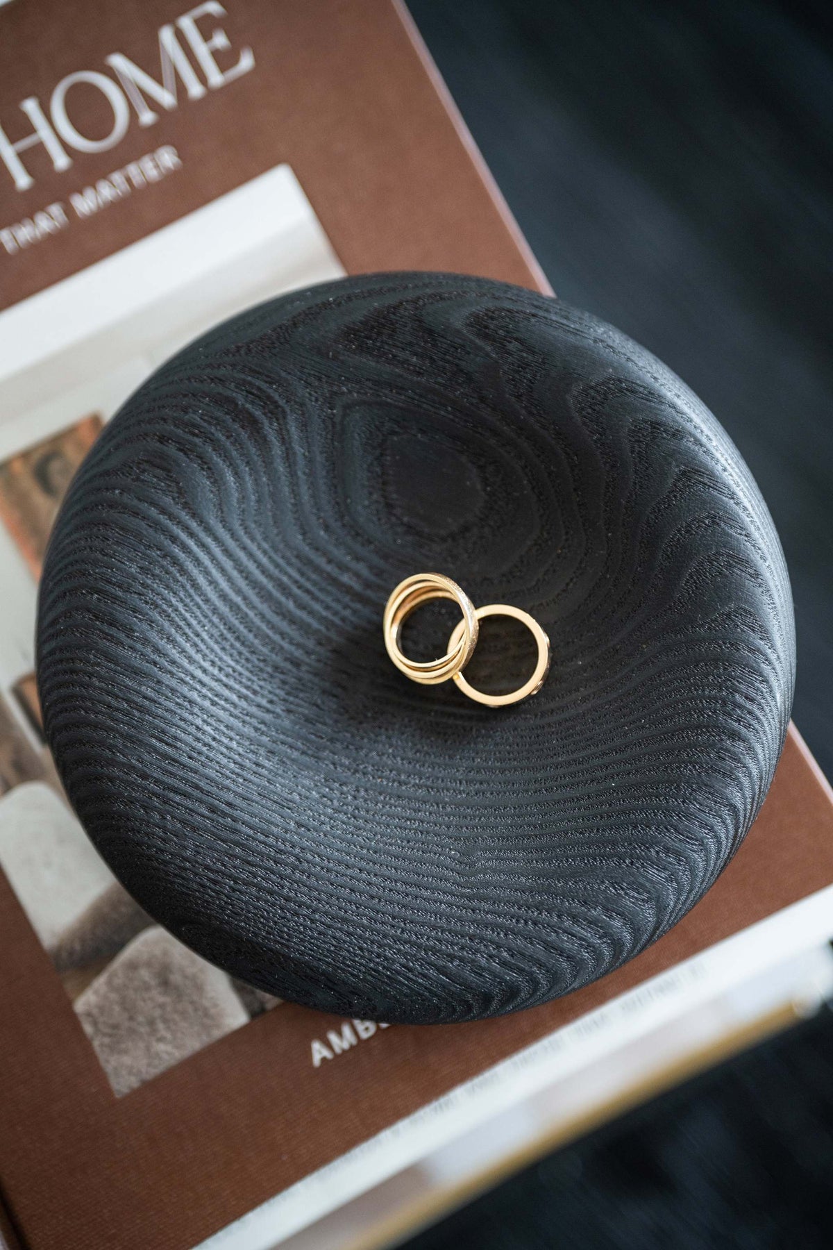 Hand carved wooden jewelry tray made of ashwood with smooth rounded edges, perfect for rings, keys, and small items.