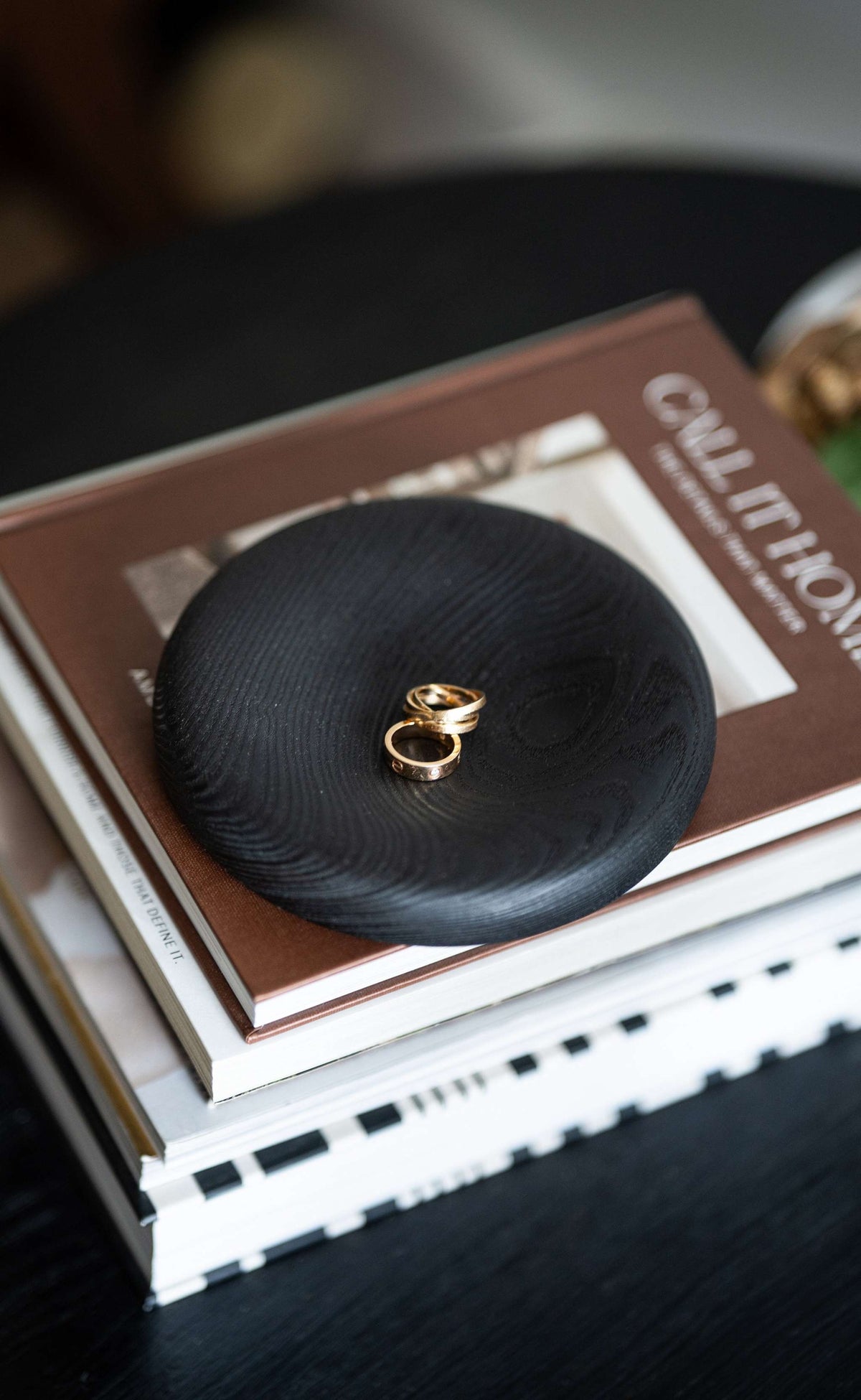 Hand carved wooden jewelry tray made of unique ashwood with rounded edges for bedroom and entryway use