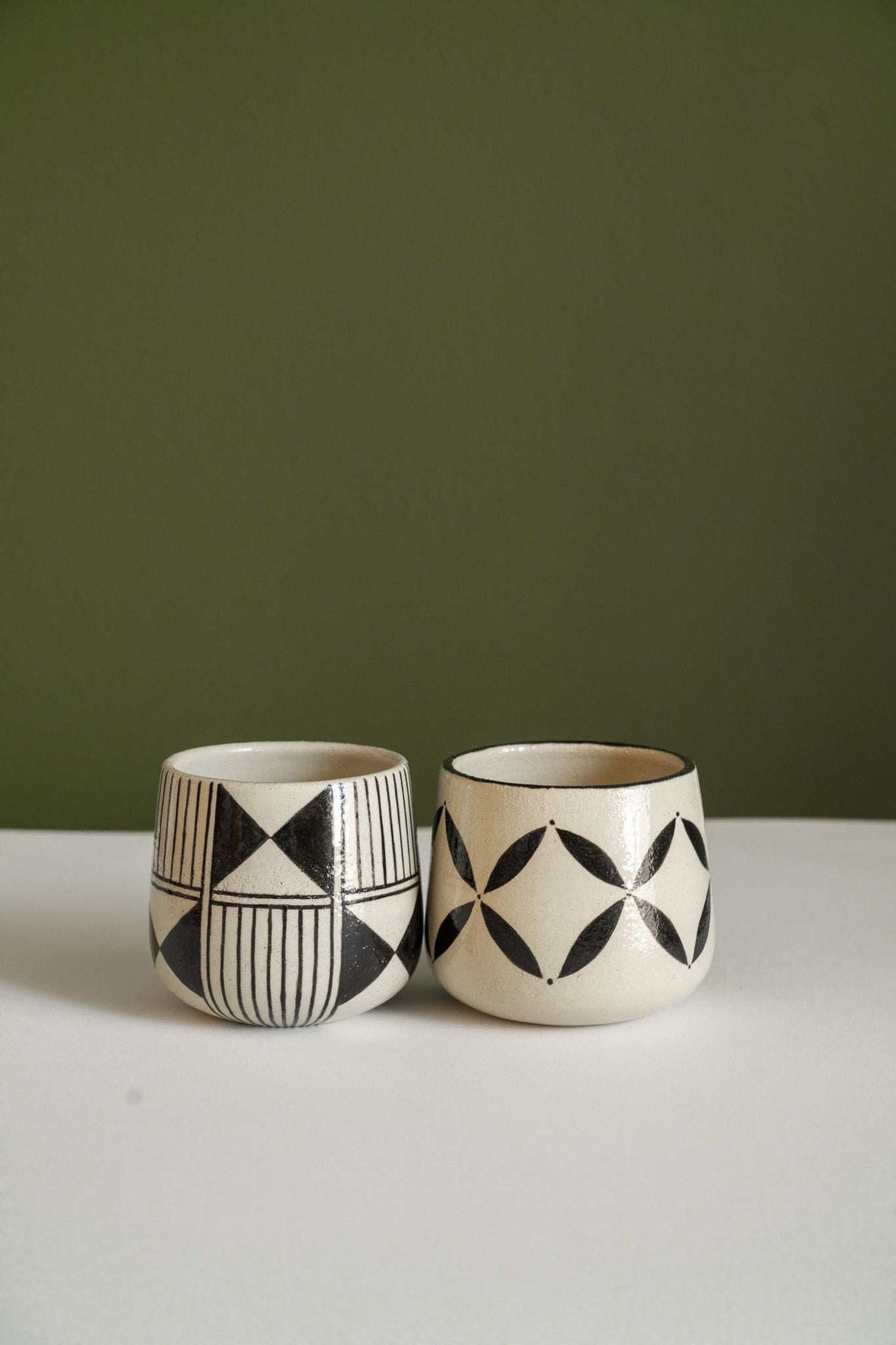 Hand painted coffee mug with traditional Hutsul geometric patterns from the Heritage Collection