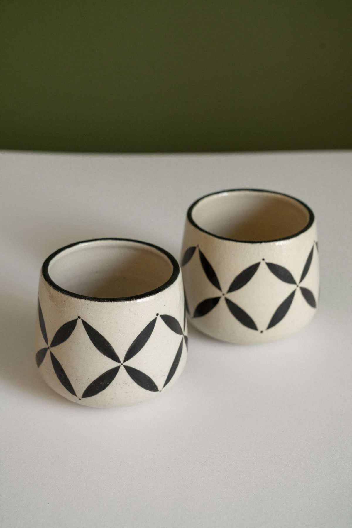 Hand painted coffee mug with Hutsul geometric and four-leaf patterns from Heritage Collection
