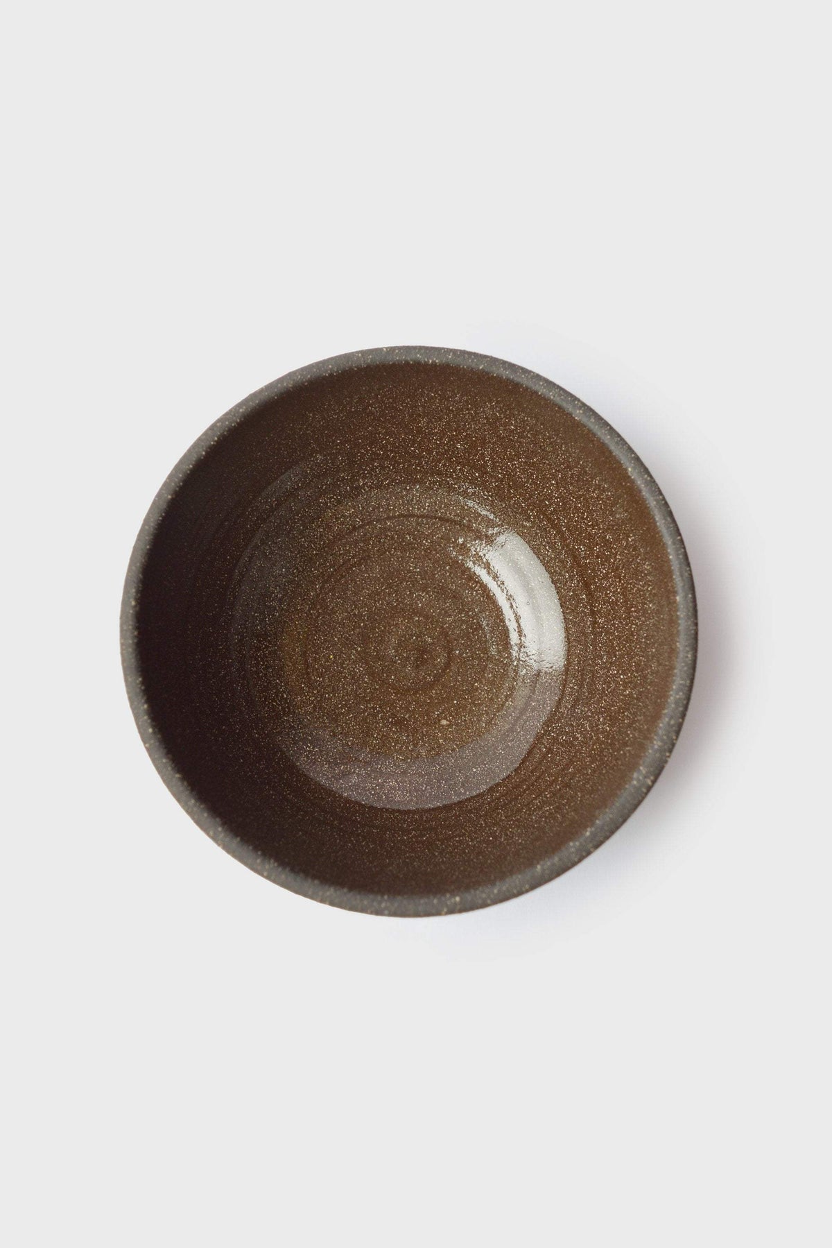 Handmade dark stoneware bowl Pumpernickel color durable glazed interior dishwasher safe