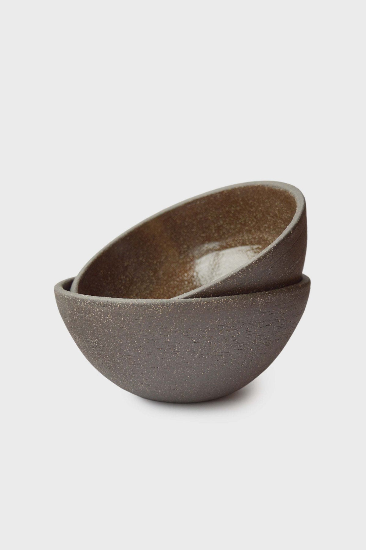 Handmade dark stoneware bowl "Pumpernickel" with durable rough exterior and glazed interior, made in Ukraine