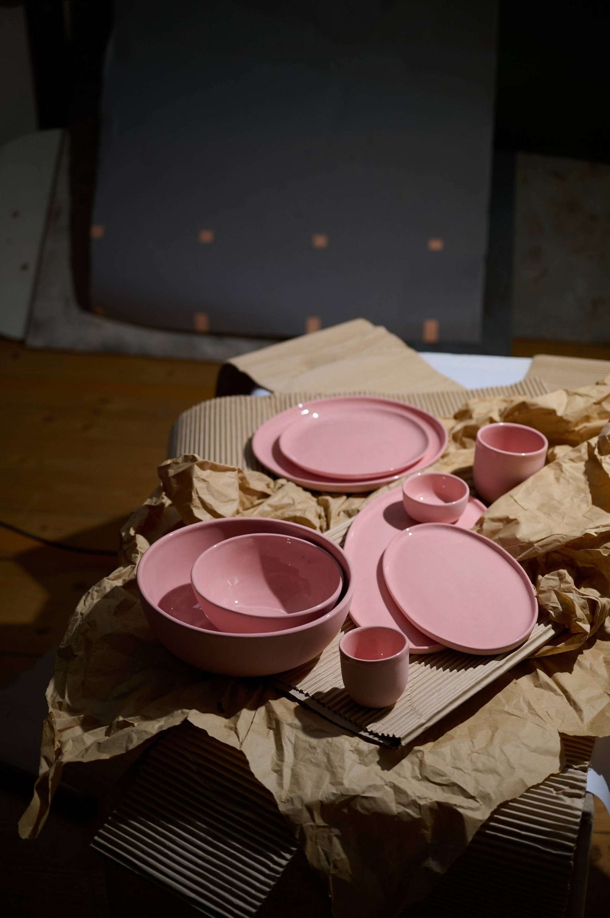 Handmade porcelain bowl in powder pink with shiny glaze and smooth finish