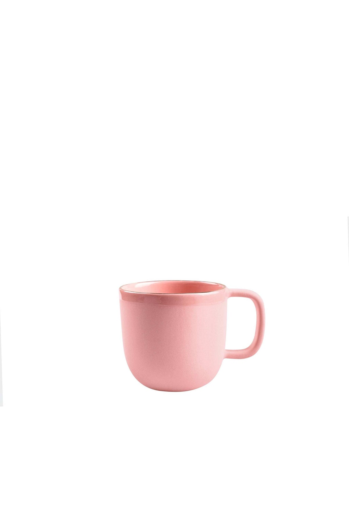 Handmade porcelain coffee mug powder pink with gold rim and glossy finish