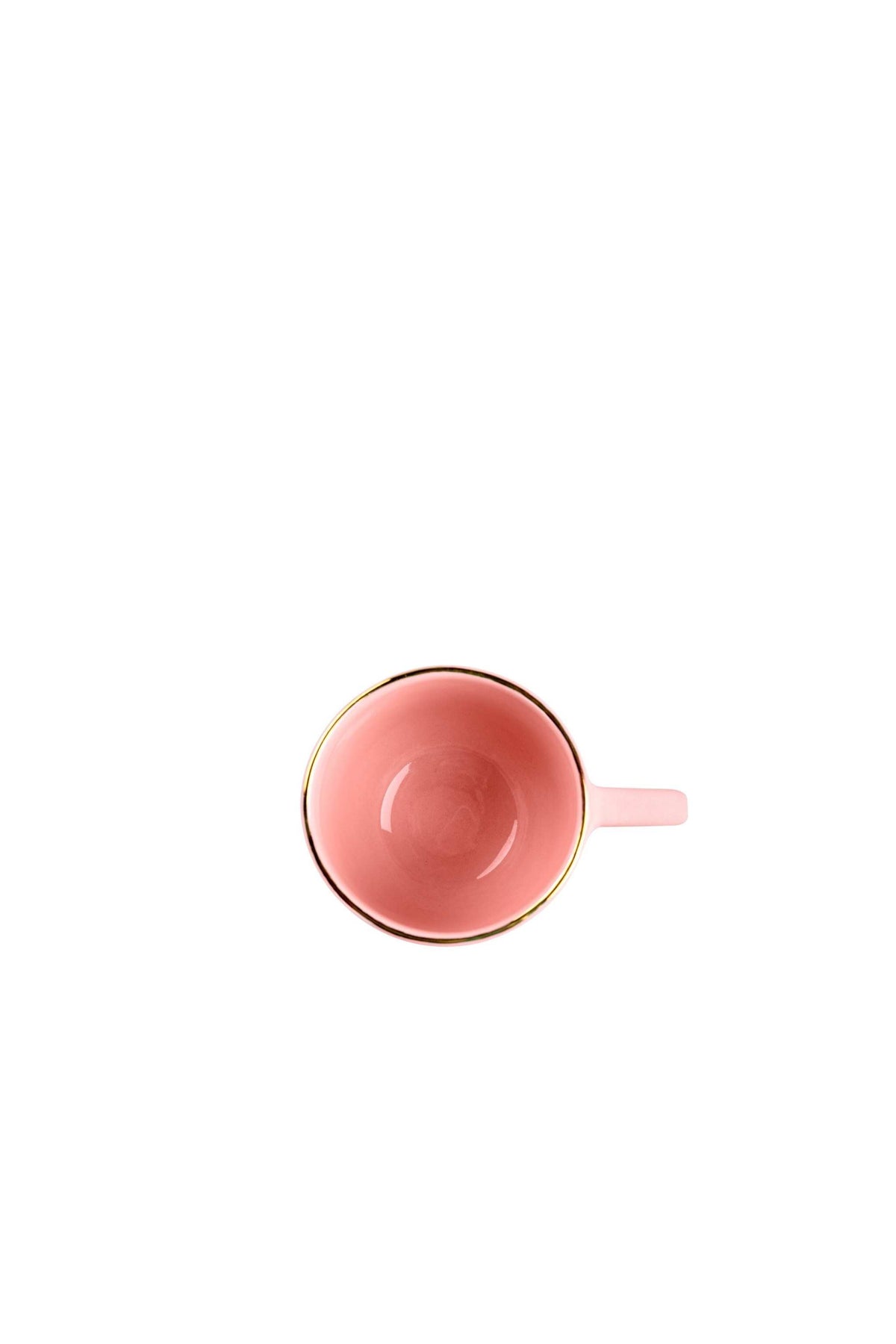 Handmade porcelain coffee mug with powder pink glaze and gold rim, elegant and dishwasher-safe, made in Ukraine