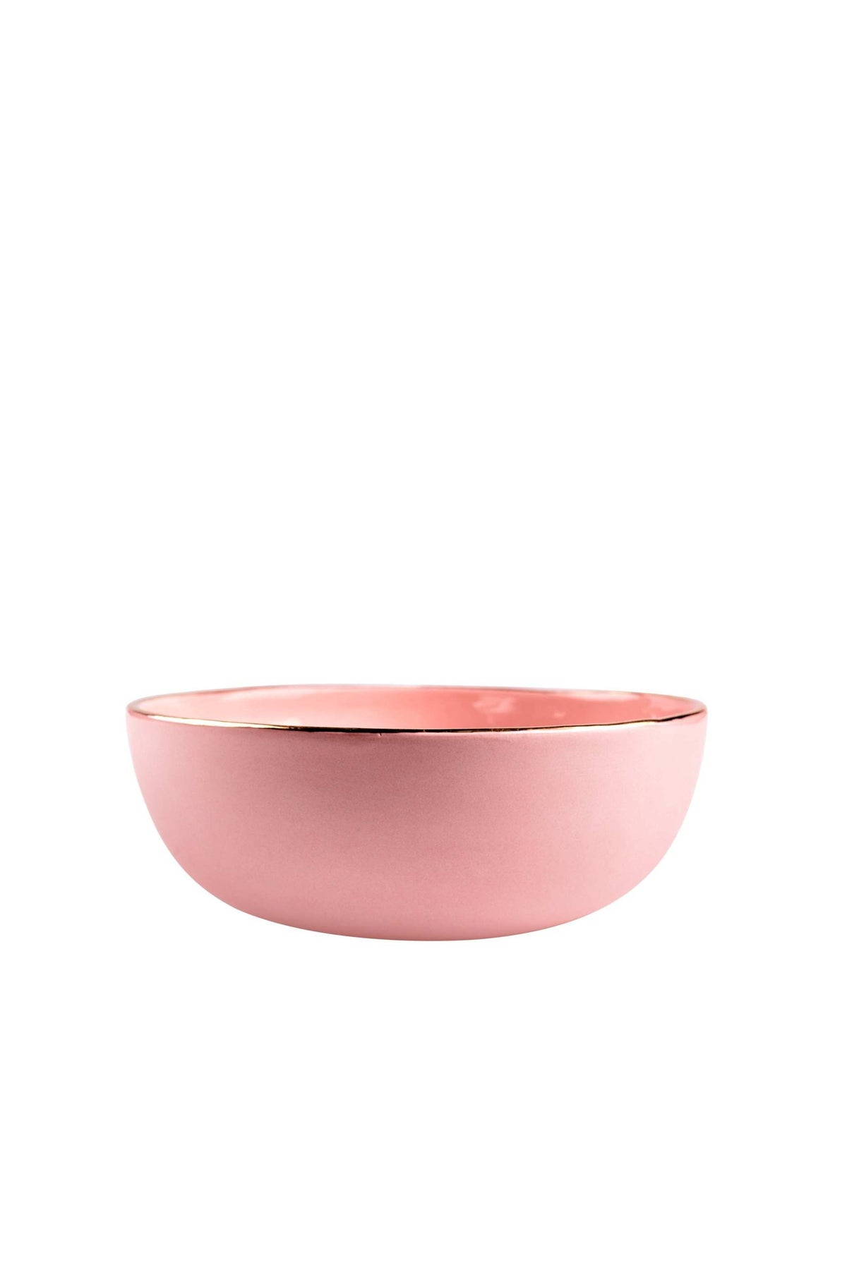 Handmade porcelain pink salad bowl with gold rim, elegant and food-safe dinnerware from Ukraine