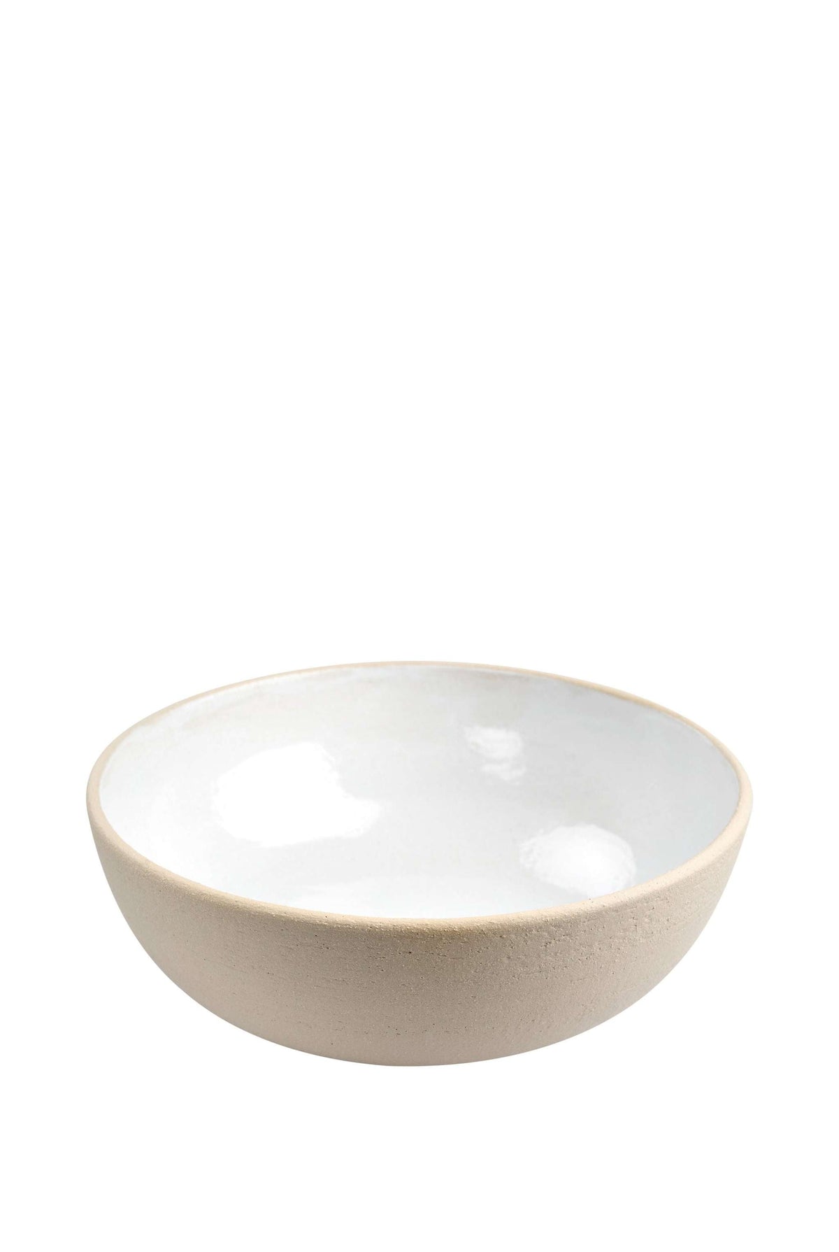 Handmade stoneware large fruit bowl with white glazed interior, dishwasher and microwave safe, made in Ukraine
