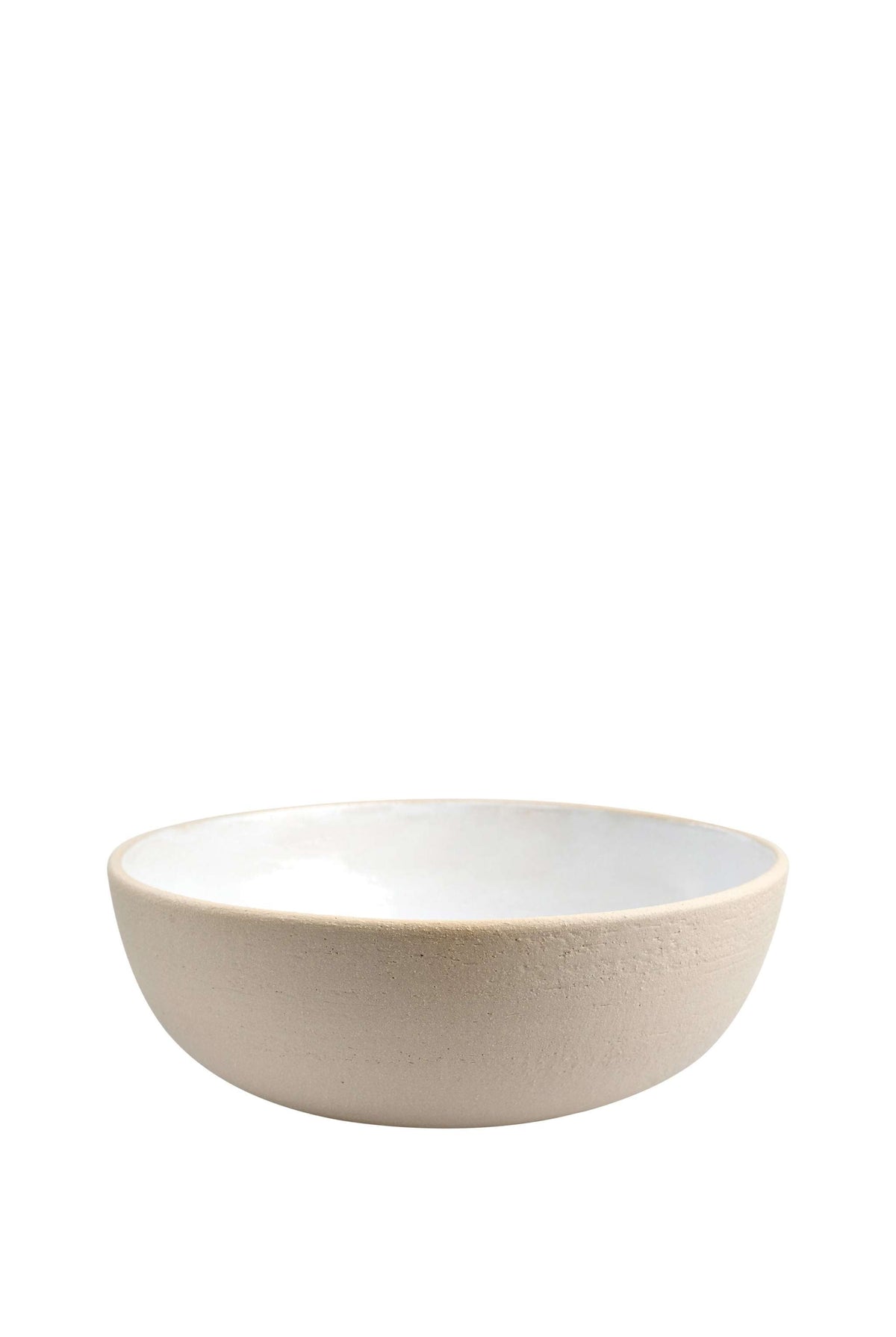 Handmade stoneware large fruit bowl with white glazed interior, dishwasher-safe and made in Ukraine