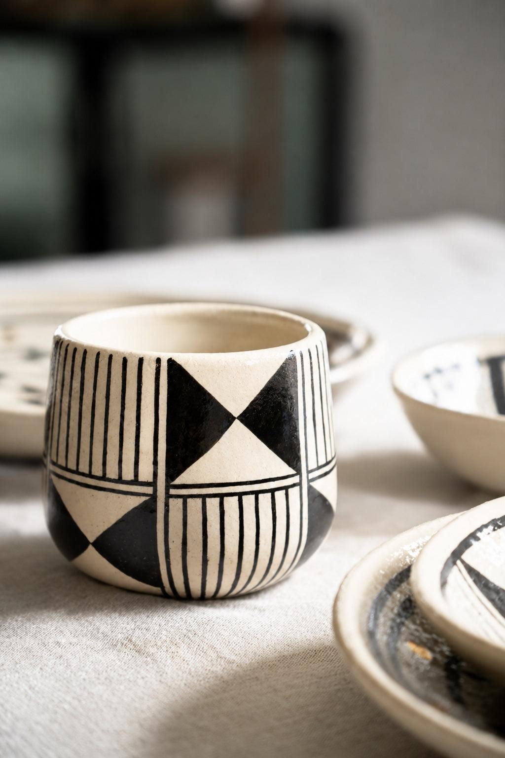 Hand painted coffee mug from Heritage Collection with traditional Hutsul patterns and glossy finish