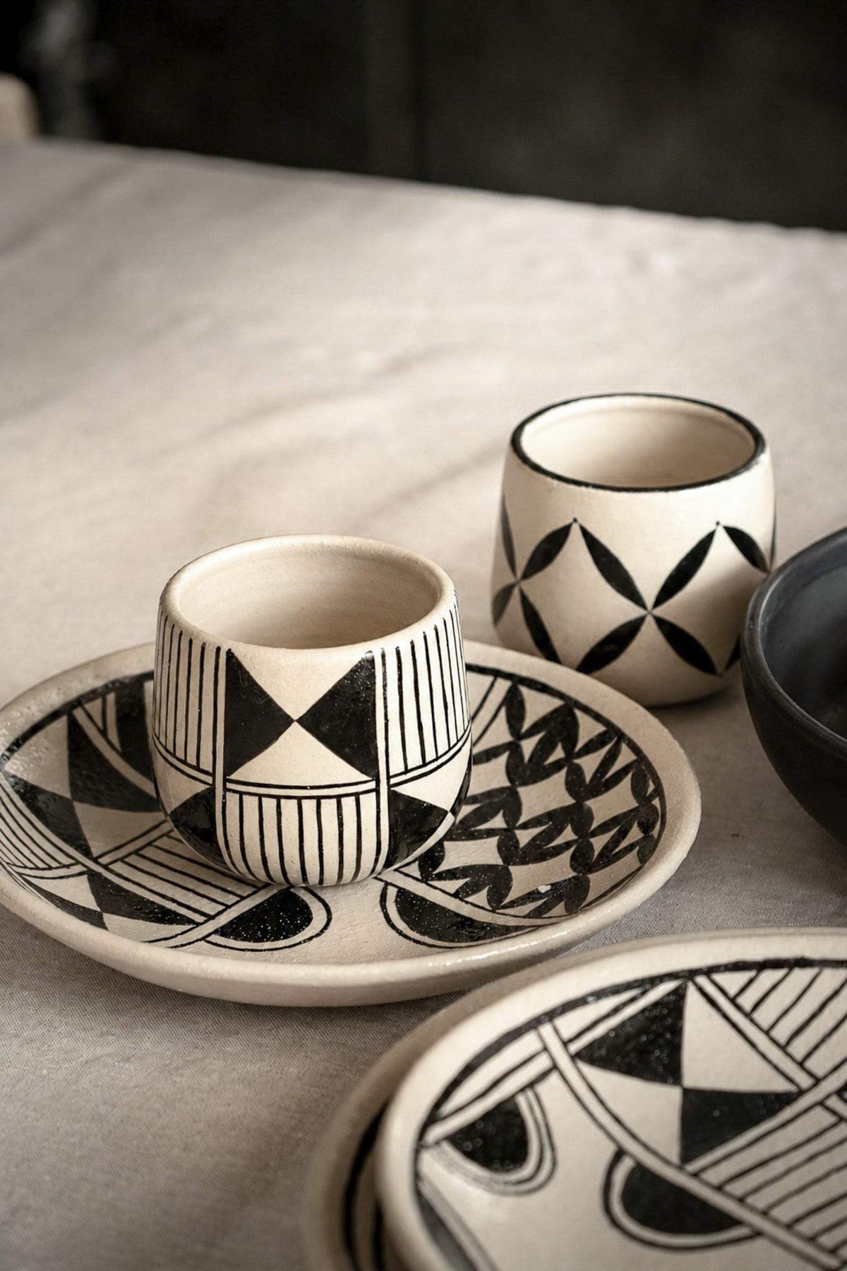 Hand painted coffee mug with Hutsul heritage patterns and glossy glaze