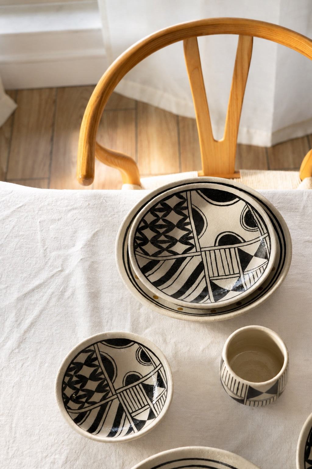 Hand painted coffee mug with Hutsul heritage patterns and glossy glaze
