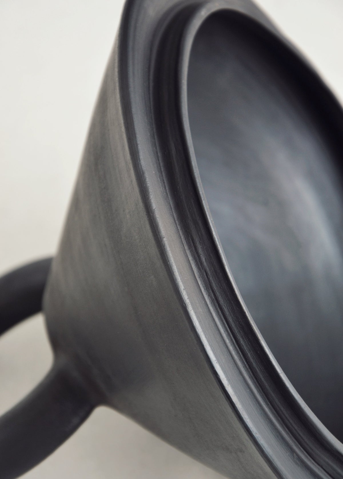 Tall black smoked ceramic tall serving bowl with lid, handmade in Ukraine, 13.2 inches tall