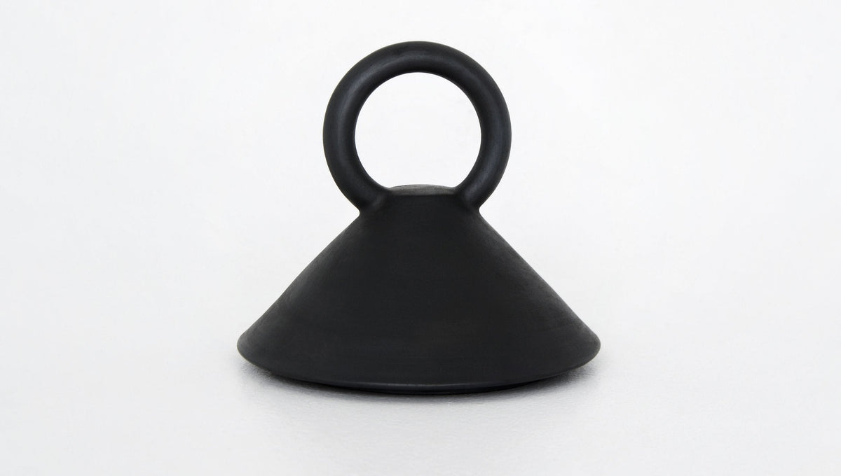 Tall black smoked ceramic tall serving bowl with lid handcrafted in Ukraine