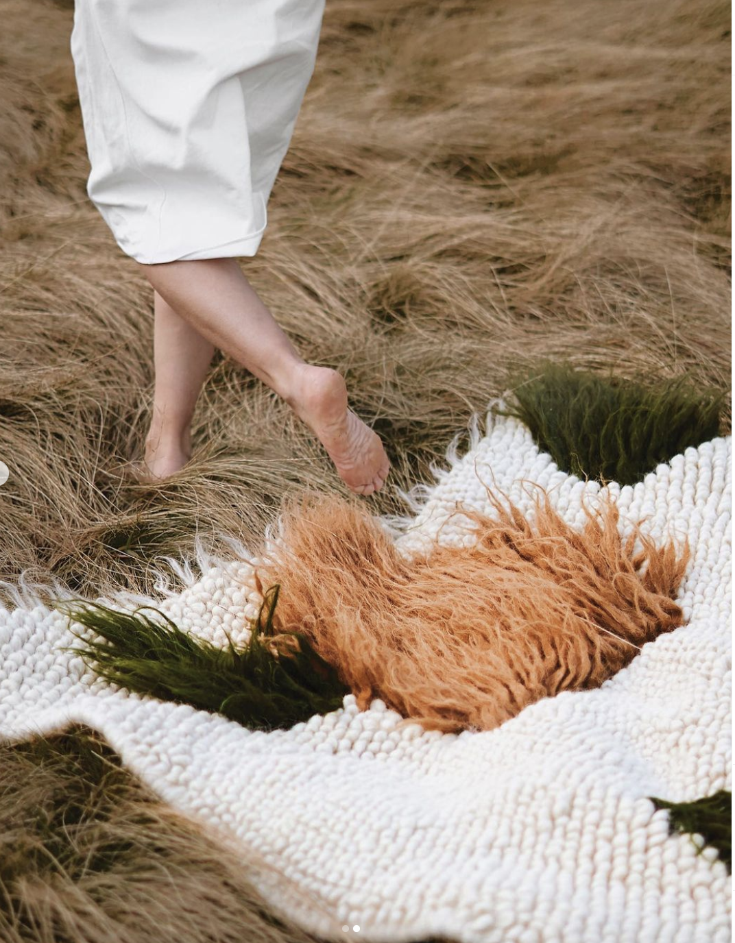 Handwoven rug Forest made from natural sheep wool with earthy colors and traditional weaving technique