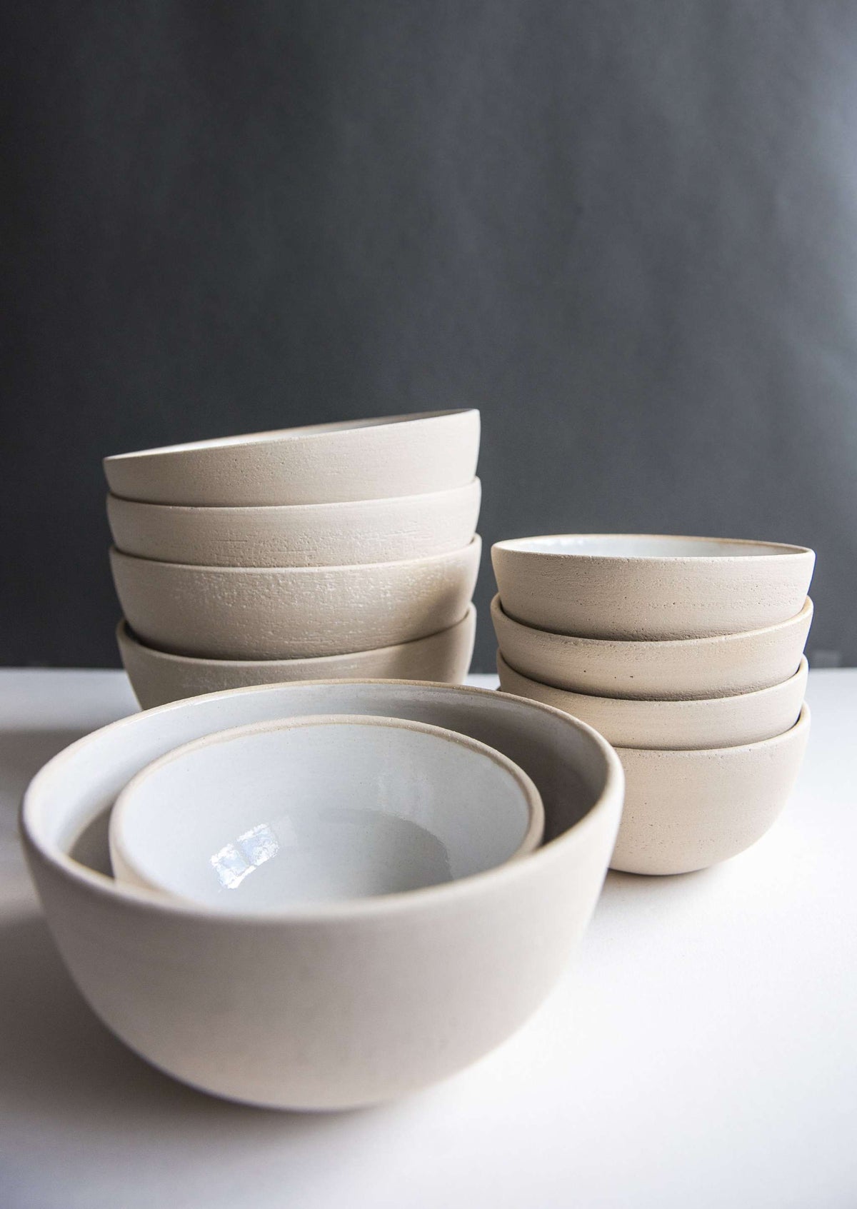 Handmade stoneware soup bowl with white glaze, dishwasher safe, made in Ukraine