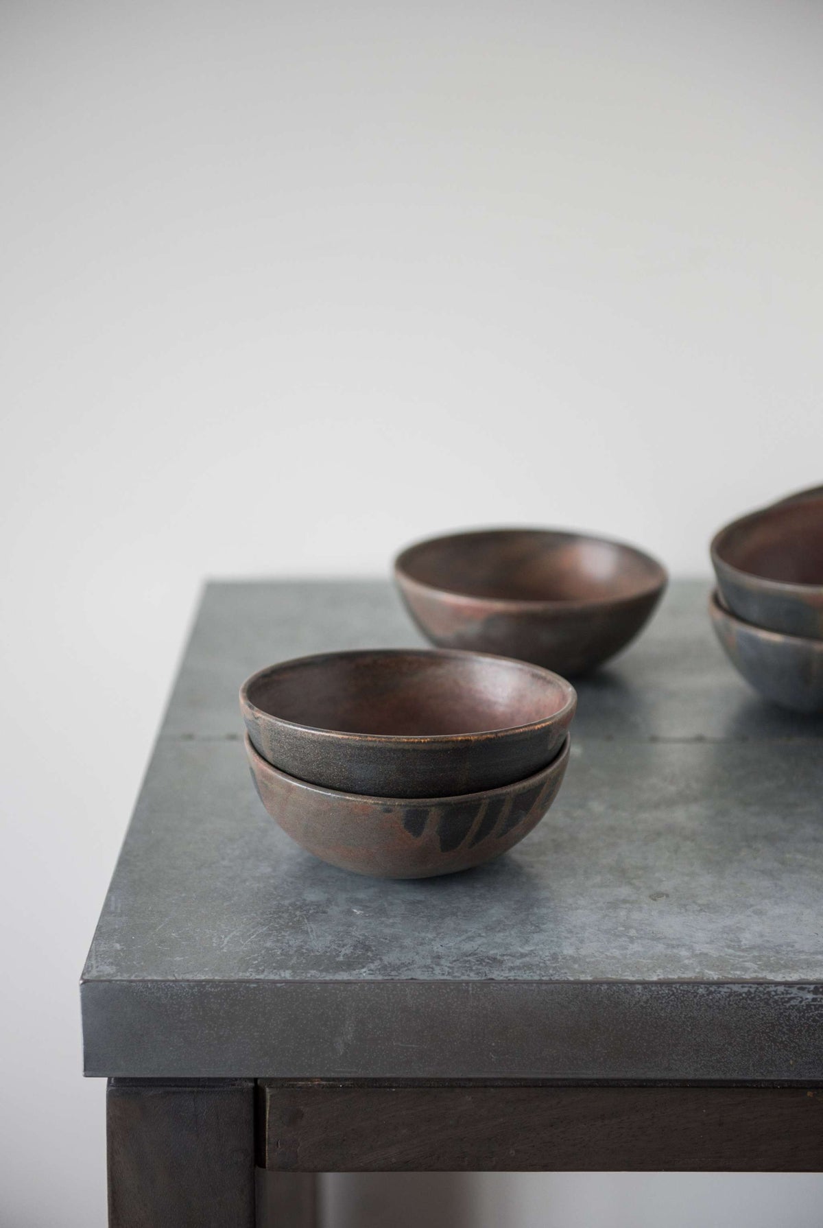 Rust stoneware soup bowl with matte brown-black reactive glaze, handmade in Ukraine