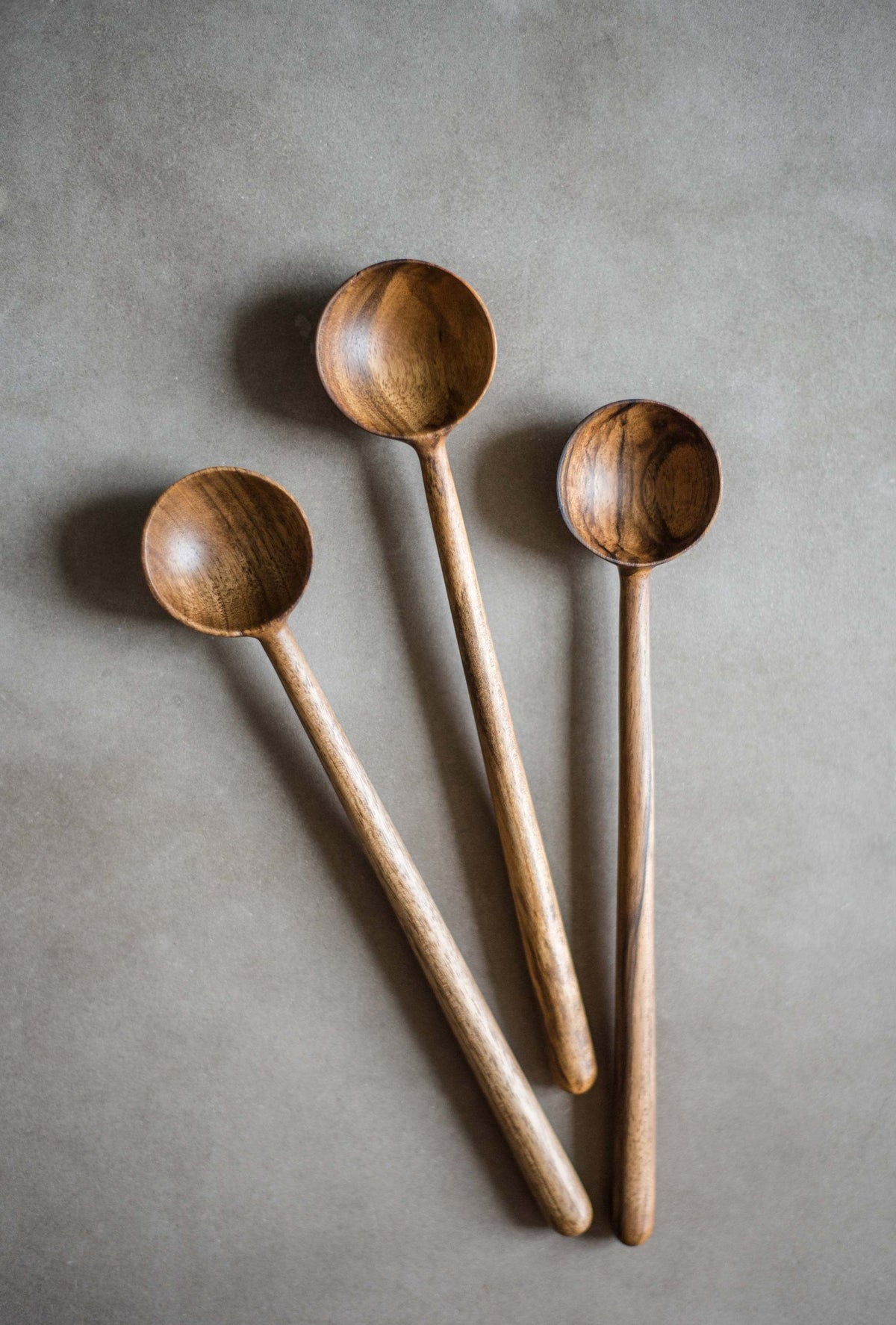 Hand carved big walnut wood spoon for measuring coffee beans handcrafted in Ukraine