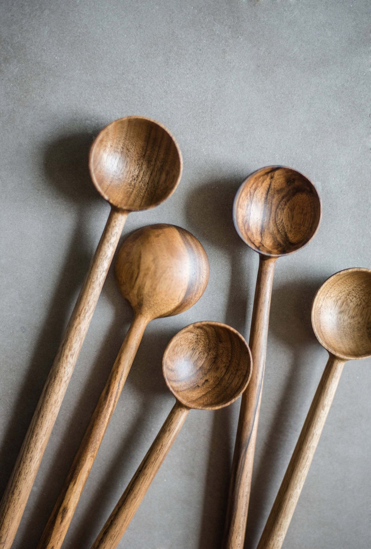 Hand carved big walnut wood spoon for measuring coffee beans, handcrafted in Ukraine