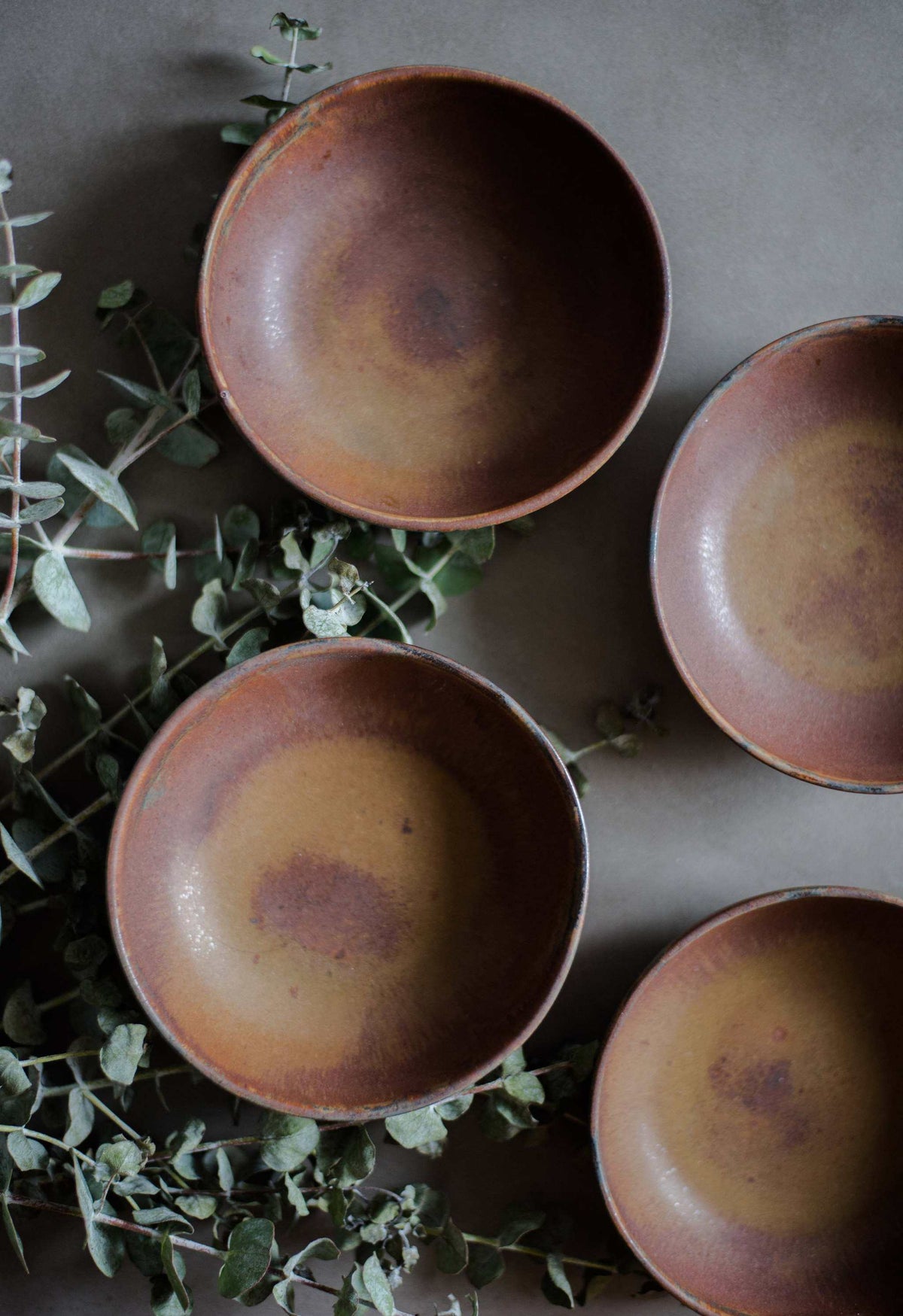 Matte brown-black rust stoneware mini bowl with unique reactive glaze, handmade in Ukraine, dishwasher and microwave safe