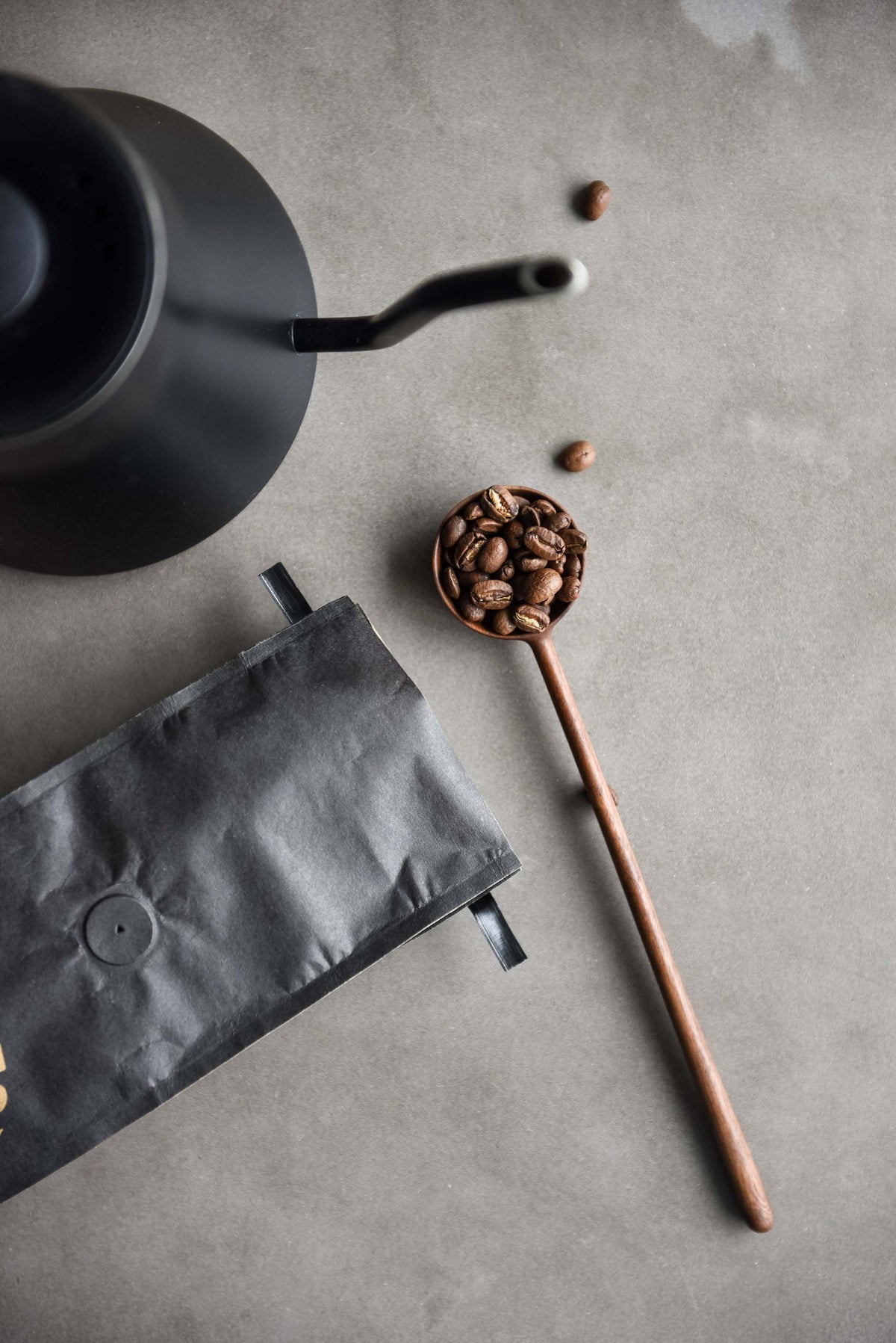 Hand carved big walnut wood spoon for measuring coffee beans handcrafted in Ukraine