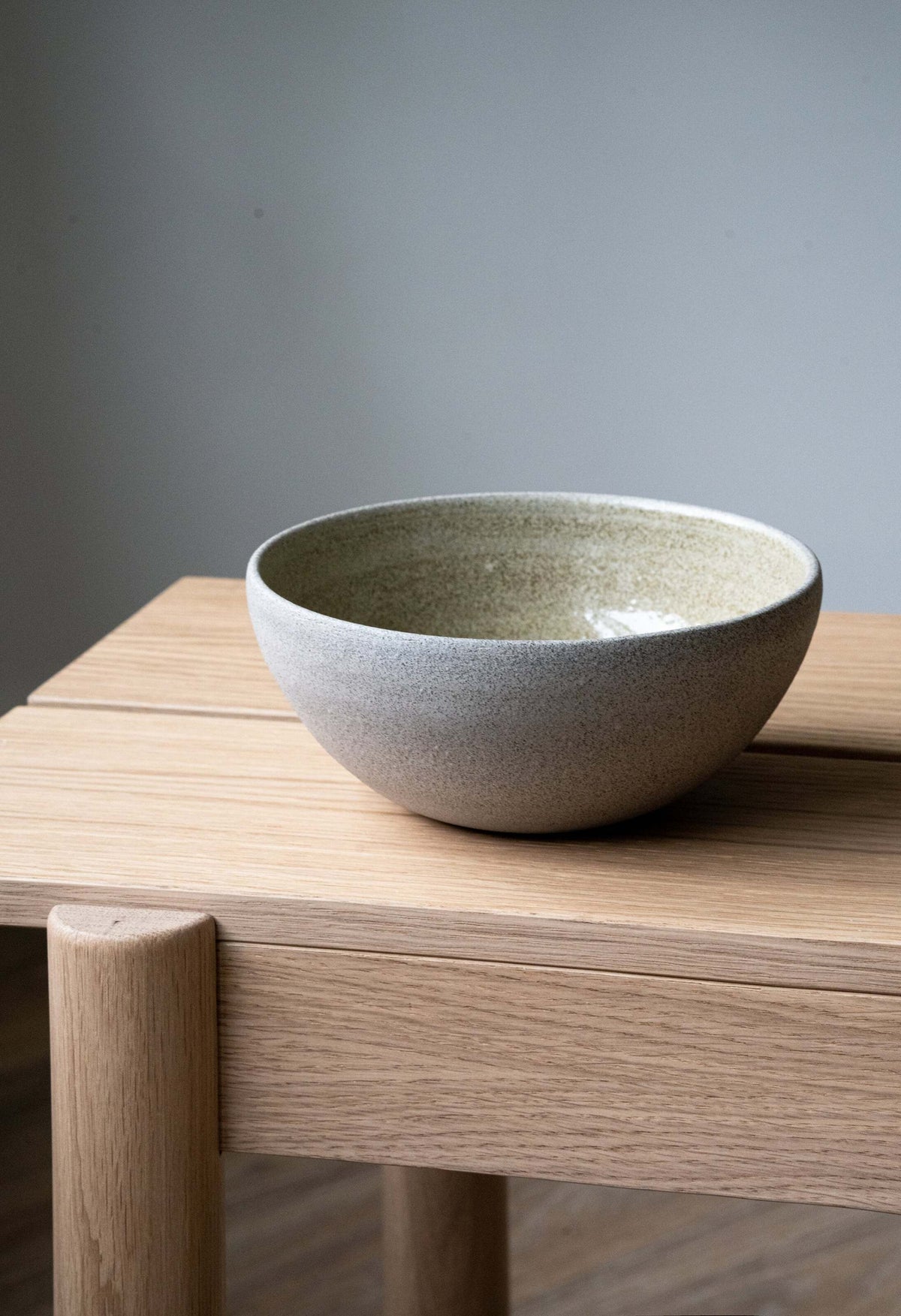 Handmade stoneware everyday bowl "Concrete" with rustic textured exterior and glossy glazed interior