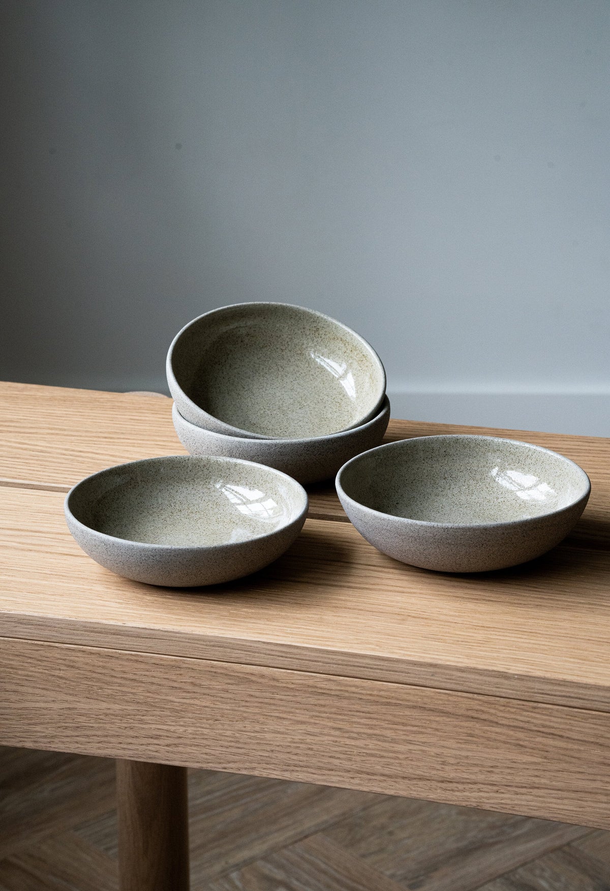 Handmade stoneware mini bowl "Concrete" with polished exterior and glossy interior glaze
