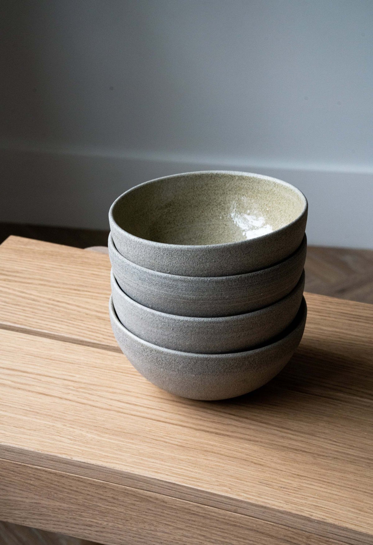 Handmade stoneware everyday bowl "Concrete" with rough exterior and glossy interior, dishwasher safe