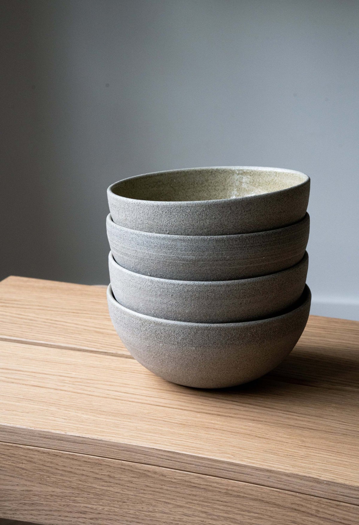 Stoneware Everyday Bowl "Concrete" with rough exterior and glossy interior, handmade, lead-free, dishwasher-safe