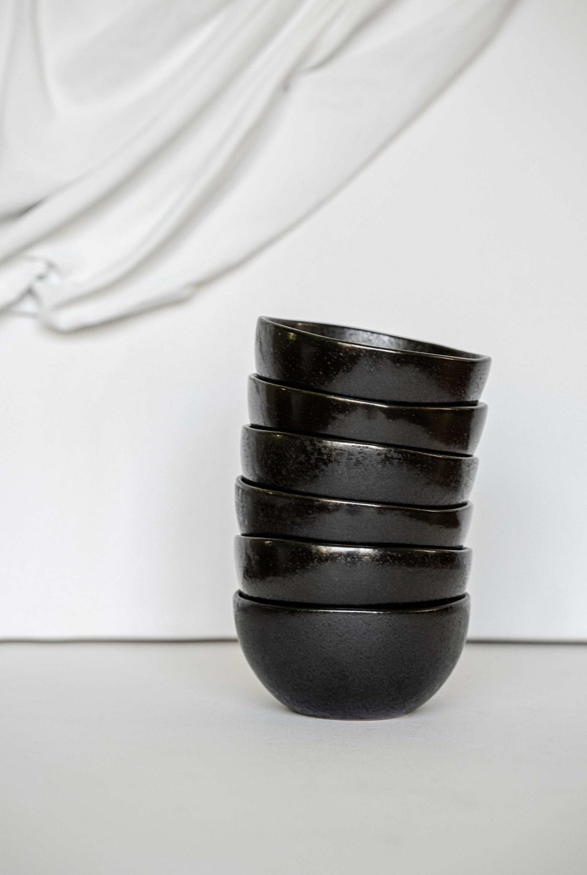 Black Stoneware Mini Bowl with matte glaze and glossy speckles, handmade stoneware bowl for snacks and condiments