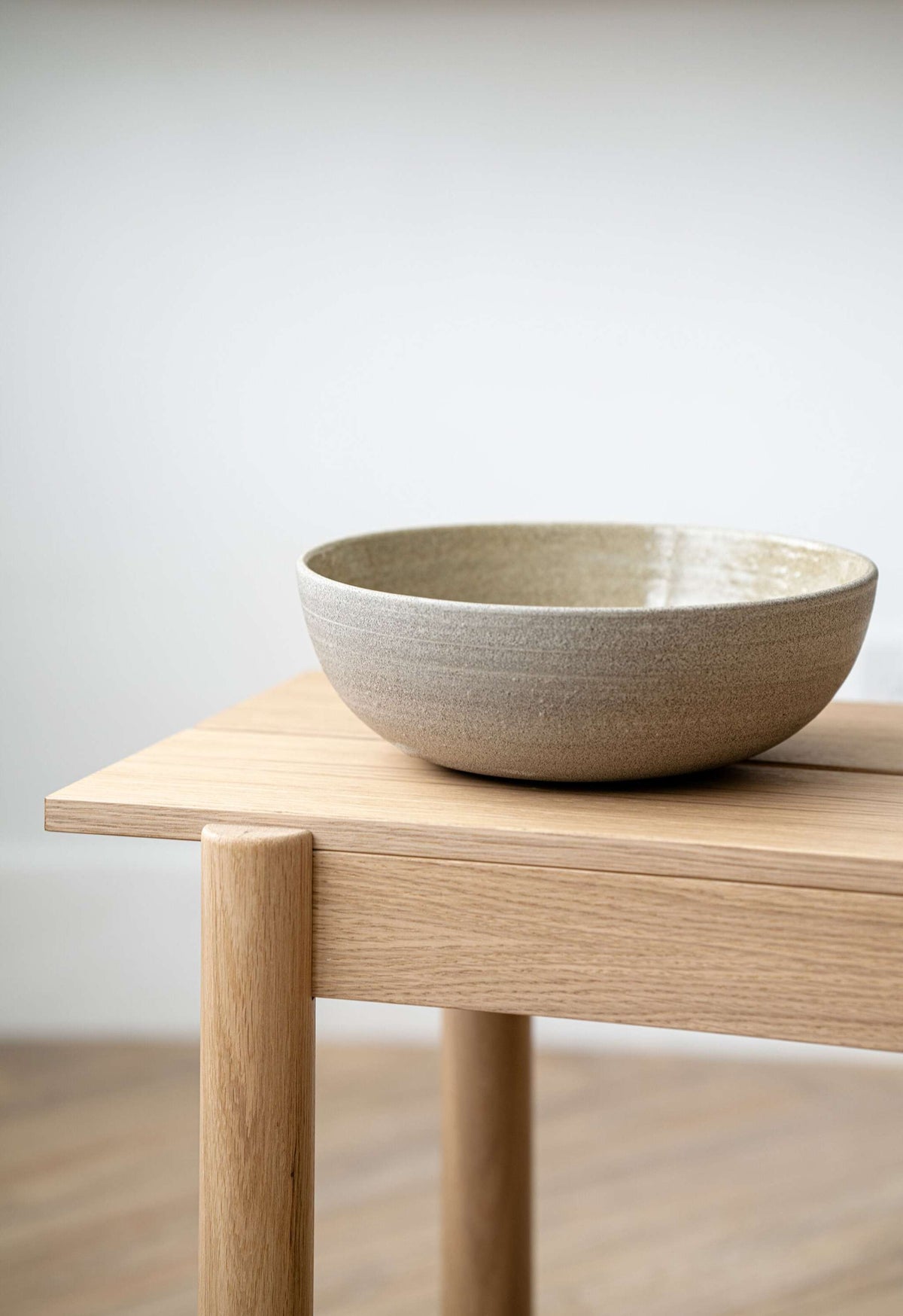 Stoneware large fruit bowl with polished exterior and glossy interior, handmade in Ukraine, ideal for kitchen or dining table use