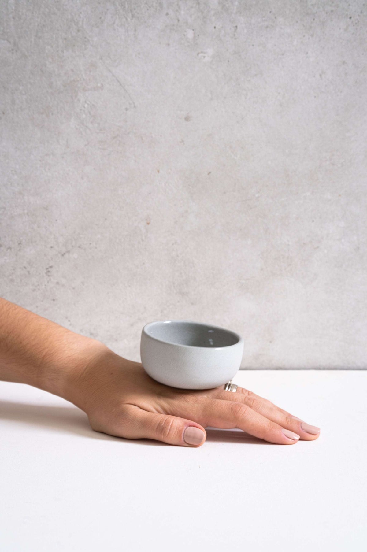 Handmade porcelain pinch bowl in gray sky color, deep sauce bowl for condiments, food-safe and lead-free, dishwasher and microwave safe, unique piece from Ukraine studio.