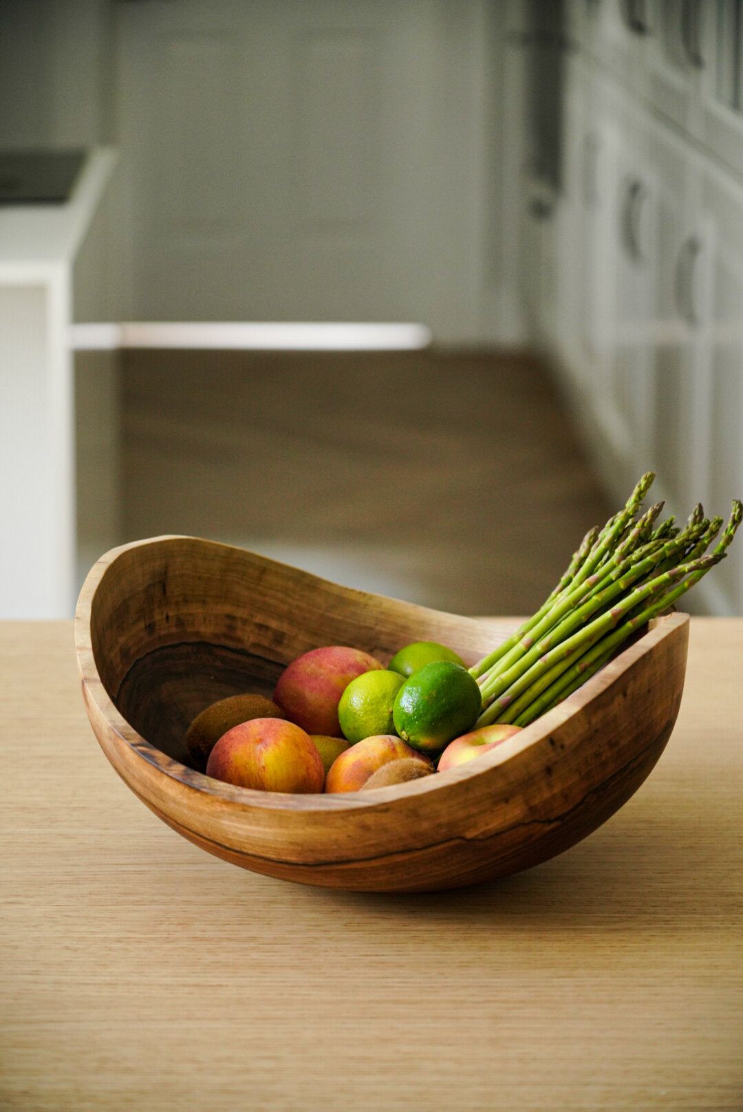 Hand carved extra large walnut wooden bowl for fruits and vegetables