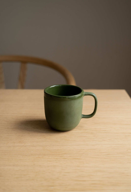 Handmade Porcelain Coffee Mug: Elegant Green Ceramic Cup with Handle