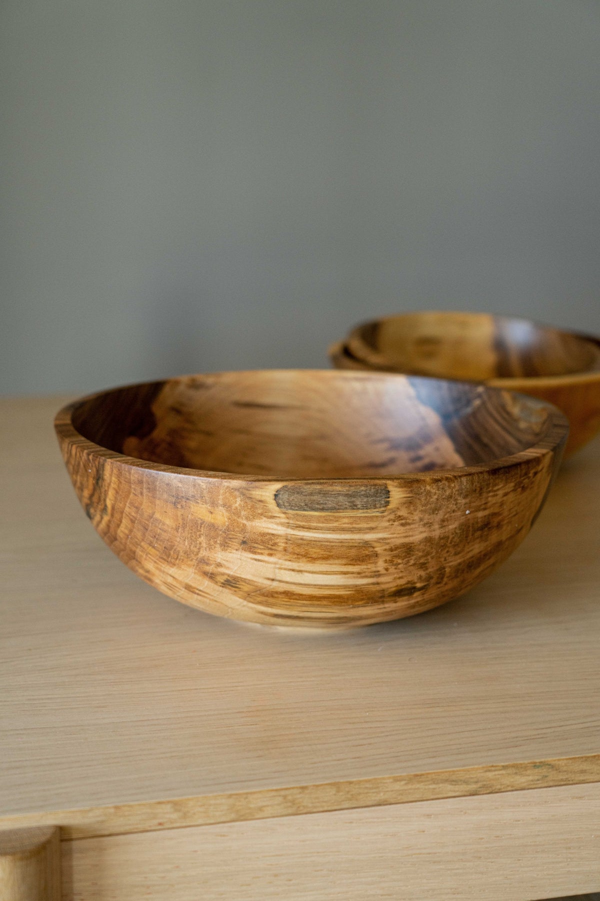 Hand carved walnut wood nesting bowl set with three sizes, handmade in Ukraine