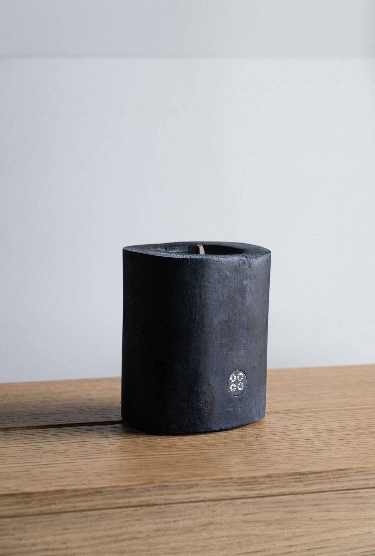Black Illusions Wood Candle made of charred polished wood with beeswax and multi-layer wick for rich aroma and clean burn