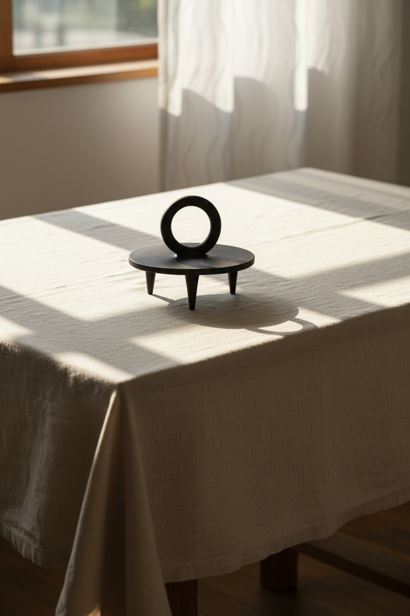 Handmade black smoked ceramic pedestal platter by Danuta Kril, small serving size, unique smoke-fired markings