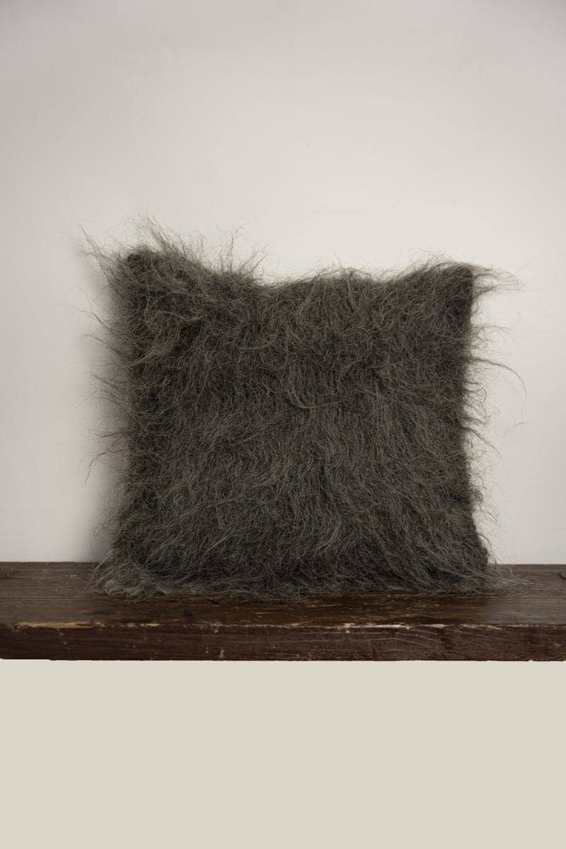 Handwoven organic wool pillow in brushed wool yarn, 18x18 inches decorative cushion
