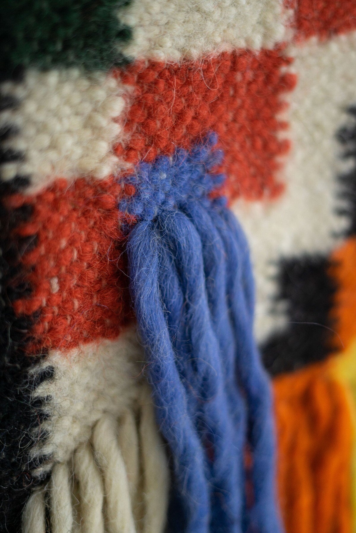Traditional Carpathian wool wall hanging made of 100% sheep wool in warm tones