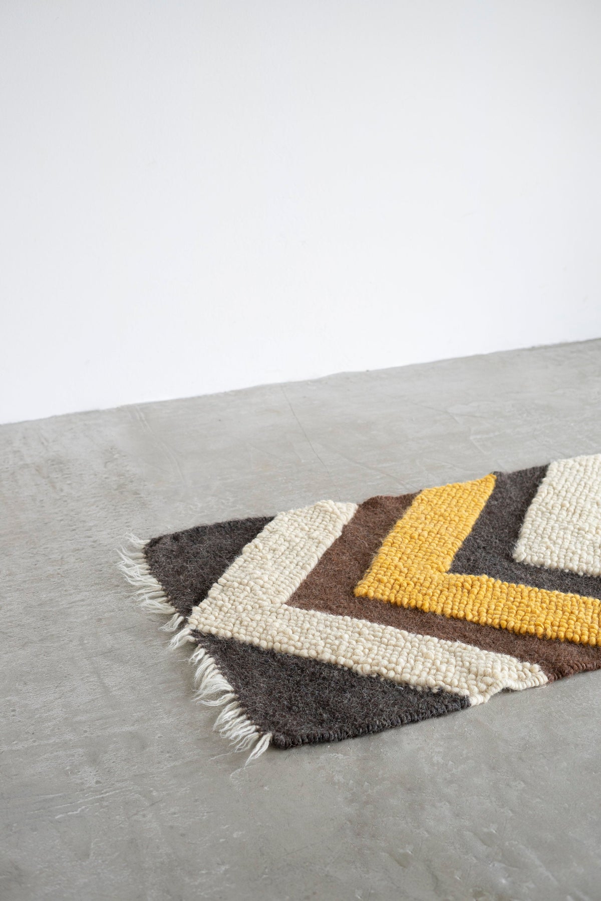 Handwoven wool chevron floor runner inspired by Carpathian craft